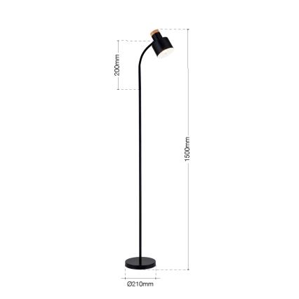 Candeeiro de pé GILI 1xE27/40W/230V preto