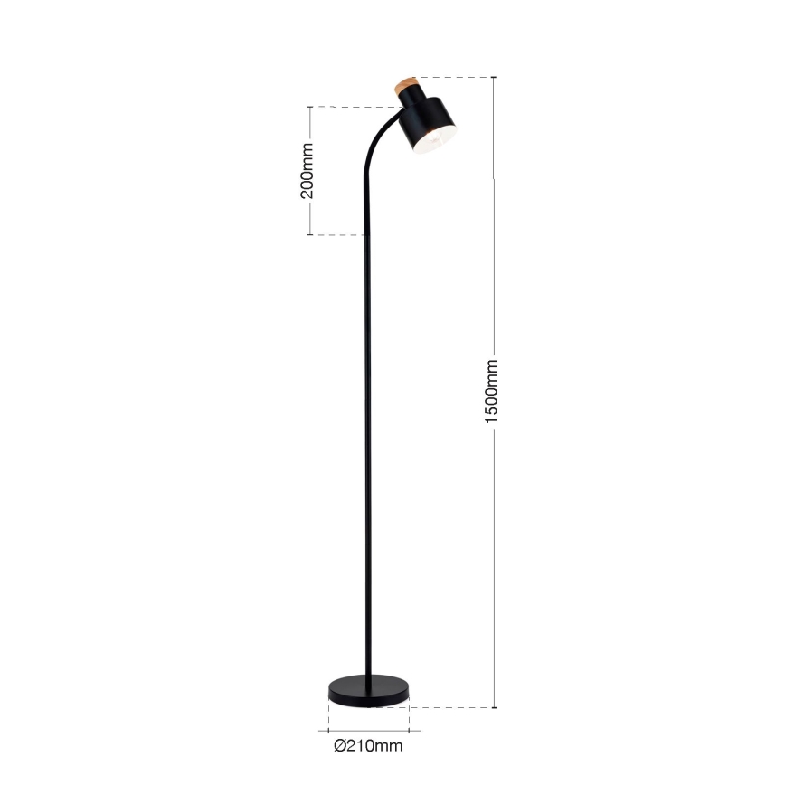 Candeeiro de pé GILI 1xE27/40W/230V preto