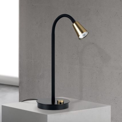 Luminária de mesa flexível dimerizável DOTTY 1xGU10/10W/230V preta/latão
