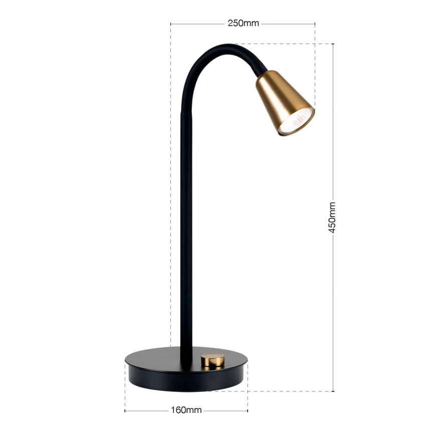 Luminária de mesa flexível dimerizável DOTTY 1xGU10/10W/230V preta/latão