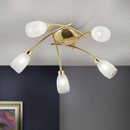 Lustre de teto sobreposto CARLA 5xG9/28W/230V dourado