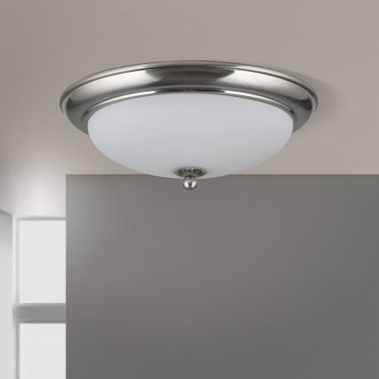 Candeeiro de tecto EMPIRA 2xE27/40W/230V diâmetro 35,5 cm cromado mate