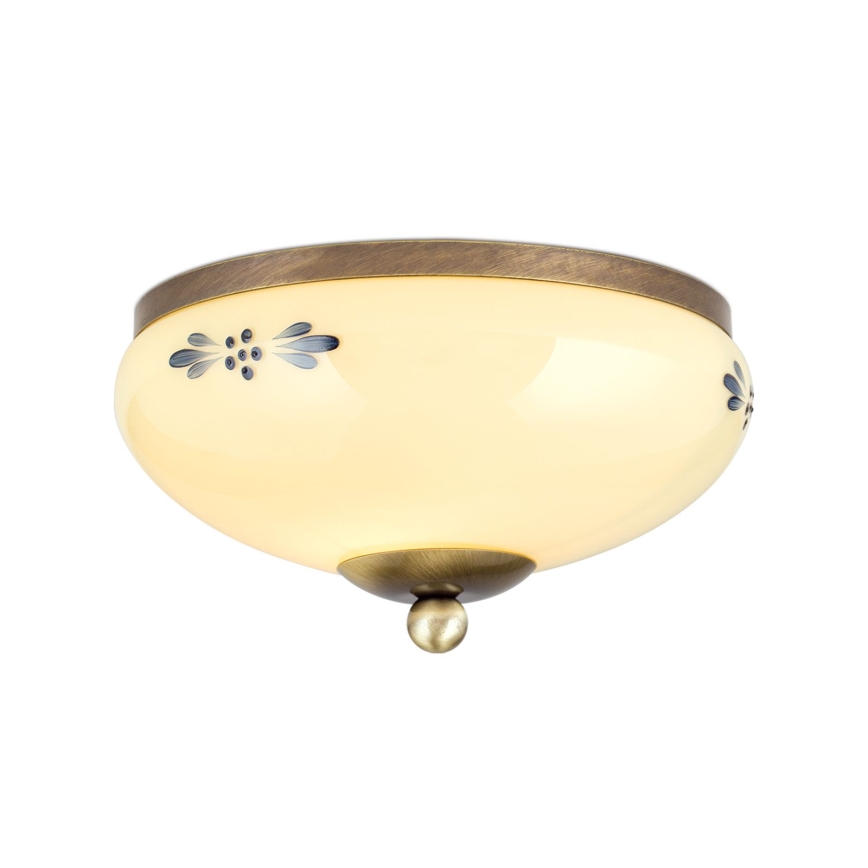 Candeeiro de tecto LANDHAUS 1xE27/60W/230V Ø 21 cm bronze/bege/azul