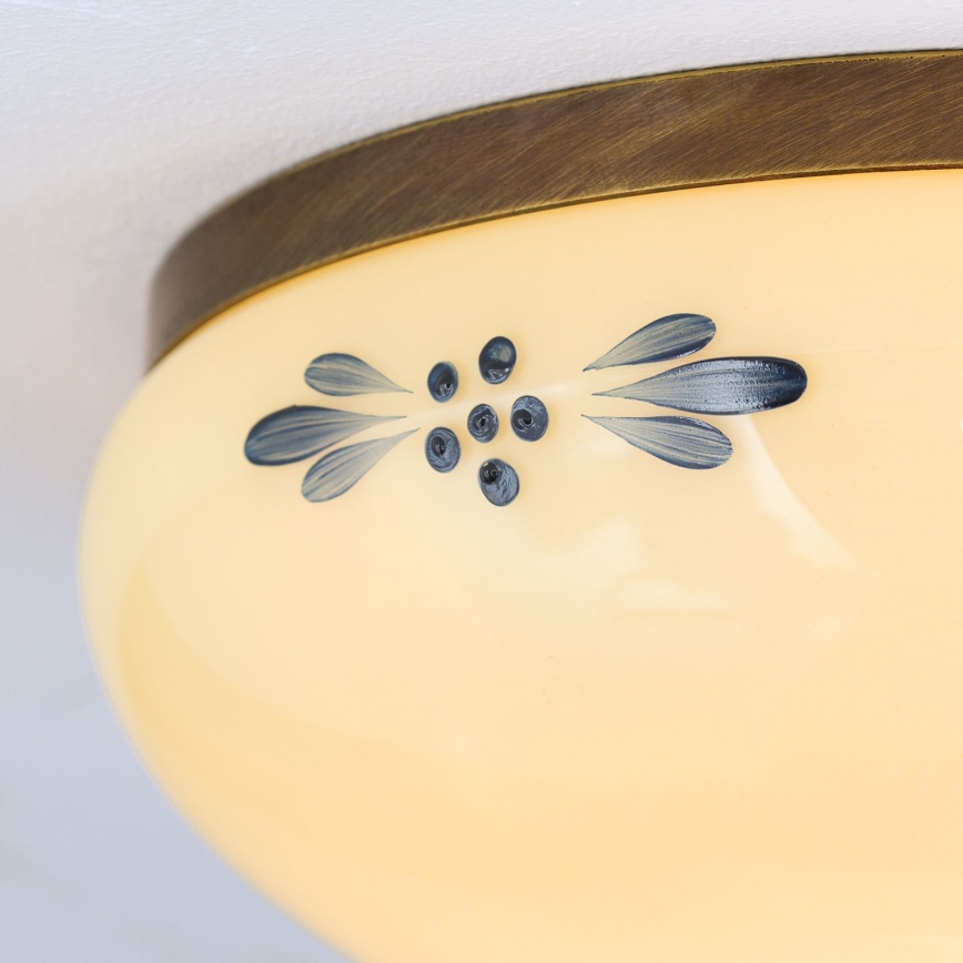 Candeeiro de tecto LANDHAUS 1xE27/60W/230V Ø 21 cm bronze/bege/azul