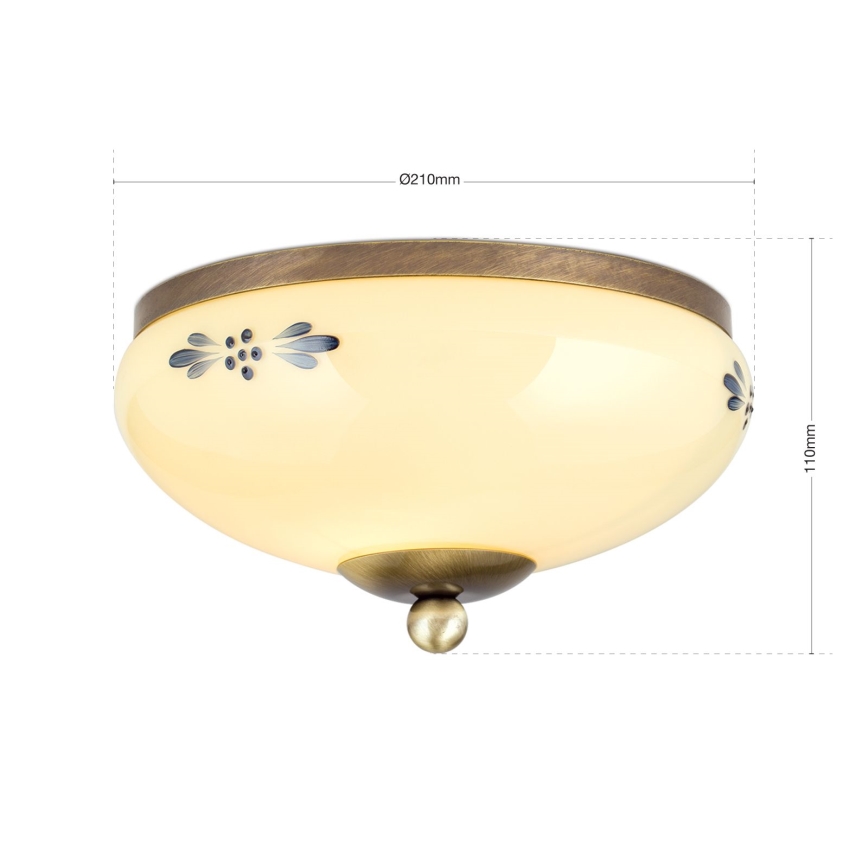 Candeeiro de tecto LANDHAUS 1xE27/60W/230V Ø 21 cm bronze/bege/azul