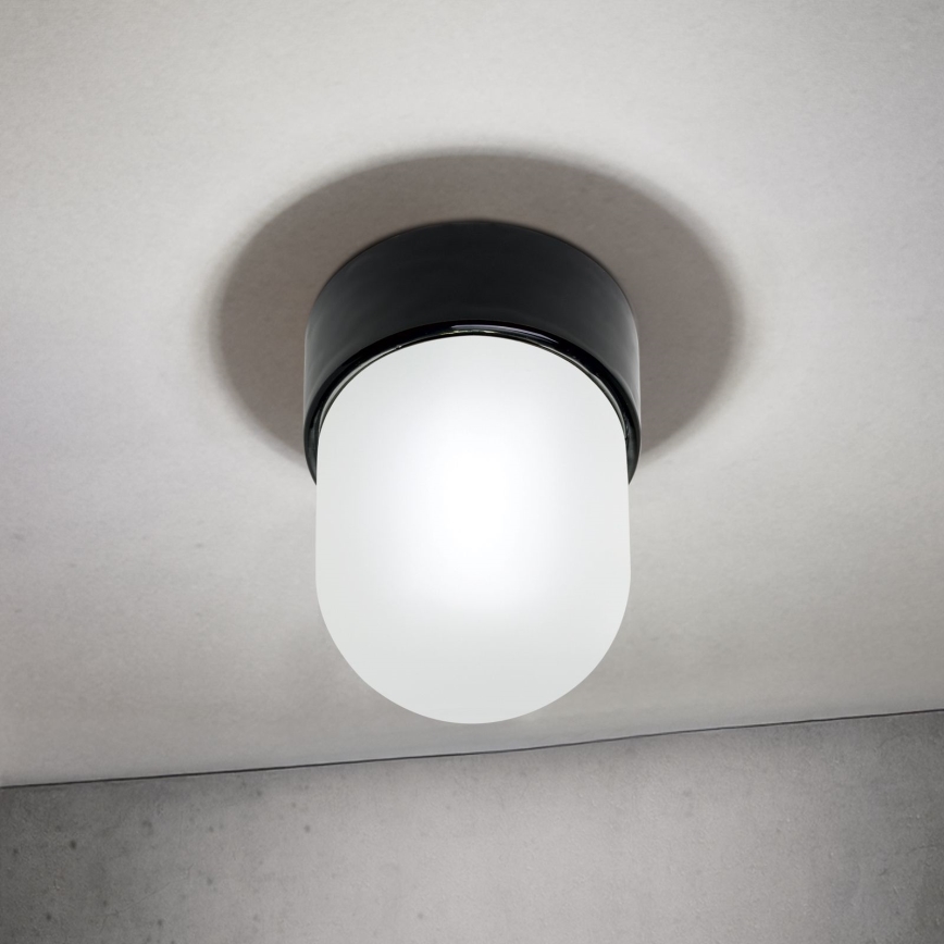 Candeeiro de tecto OSTIA 1xE27/40W/230V, diâmetro 9,8 cm, preto