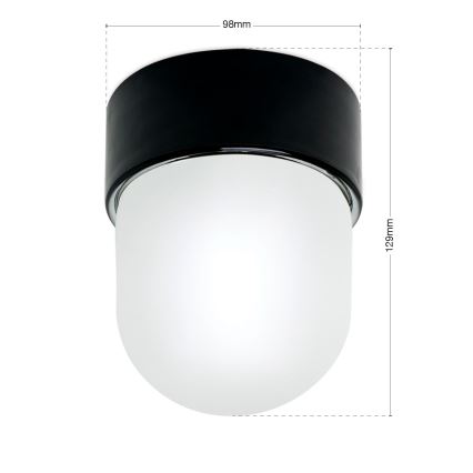 Candeeiro de tecto OSTIA 1xE27/40W/230V, diâmetro 9,8 cm, preto