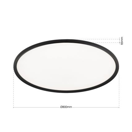 Candeeiro de tecto LED KANT, 66 W, 230 V, 2700/3000/4000 K, Ø 80 cm, preto