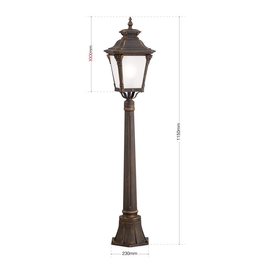 Candeeiro de exterior AIKO 1xE27/60W/230V 115 cm IP23 bronze/patina