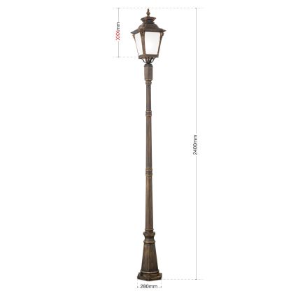 Candeeiro de exterior AIKO 1xE27/60W/230V 240 cm IP23 bronze/patina
