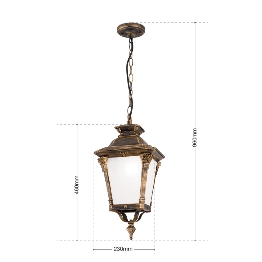 Candeeiro suspenso de exterior AIKO 1xE27/60W/230V IP23 bronze/patina