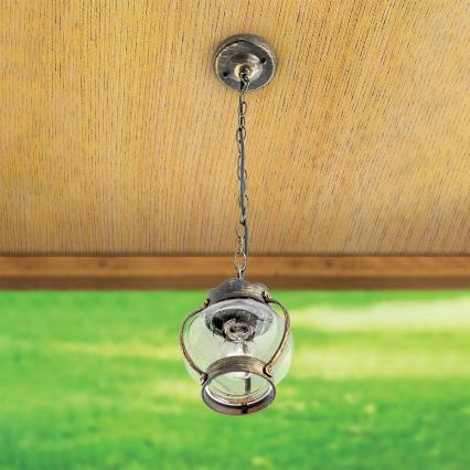 Candeeiro suspenso para exterior TAVERNA 1xE27/60W/230V IP23 bronze/pátina