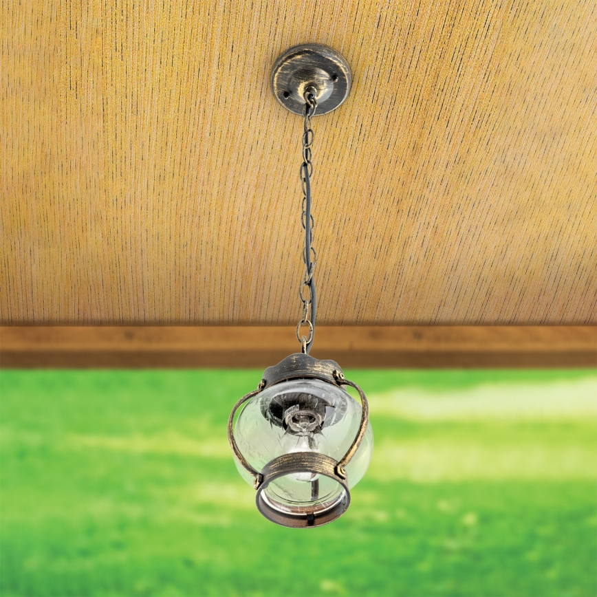 Candeeiro suspenso para exterior TAVERNA 1xE27/60W/230V IP23 bronze/pátina