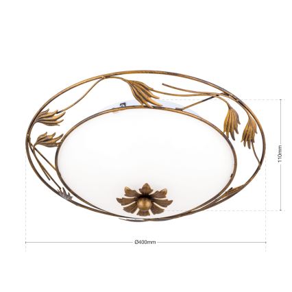 Iluminação de teto FLEUR 2xE27/60W/230V diâmetro 40 cm bronze