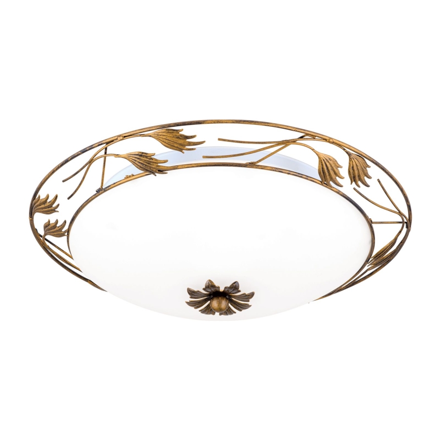 Iluminação de teto FLEUR 3xE27/60W/230V diâmetro 50 cm bronze