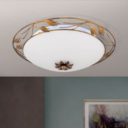 Iluminação de teto FLEUR 3xE27/60W/230V diâmetro 50 cm bronze