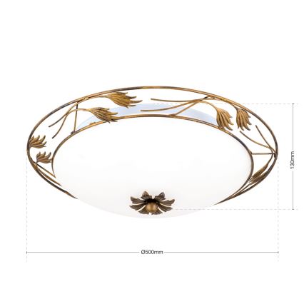 Iluminação de teto FLEUR 3xE27/60W/230V diâmetro 50 cm bronze