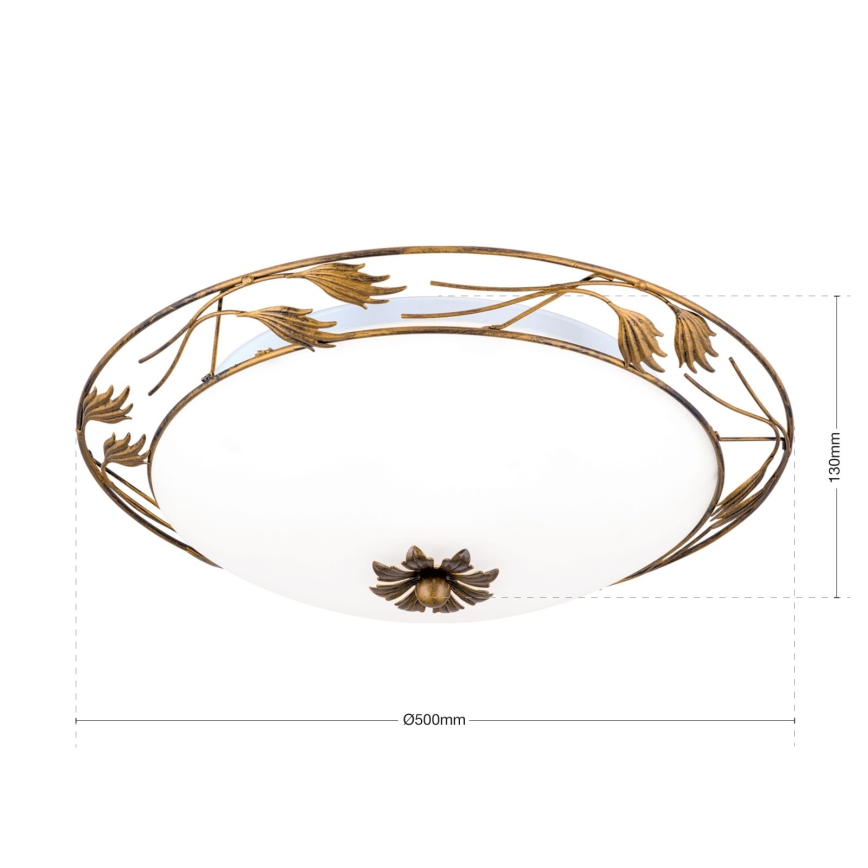 Iluminação de teto FLEUR 3xE27/60W/230V diâmetro 50 cm bronze