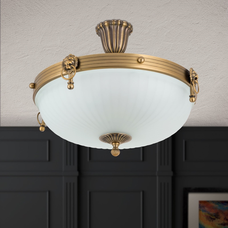 Candeeiro integrado ROCCA 4xE27/60W/230V diâmetro 43 cm bronze/branco