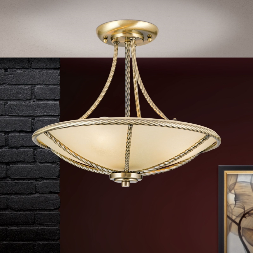 Candeeiro suspenso MAURO 3xE27/60W/230V diâmetro 42 cm bronze