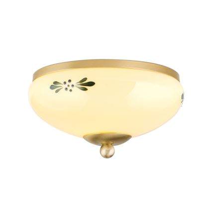 Candeeiro de tecto LANDHAUS 1xE27/60W/230V, diâmetro 21 cm, latão/bege/verde