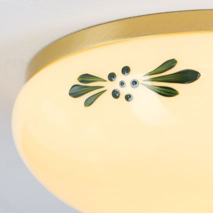 Iluminação de teto LANDHAUS 1xE27/60W/230V diâmetro 21 cm latão/bege