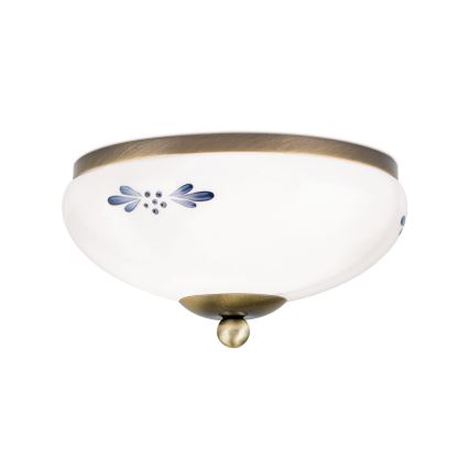 Candeeiro de tecto LANDHAUS 1xE27/60W/230V, Ø 21 cm, bronze/branco/azul
