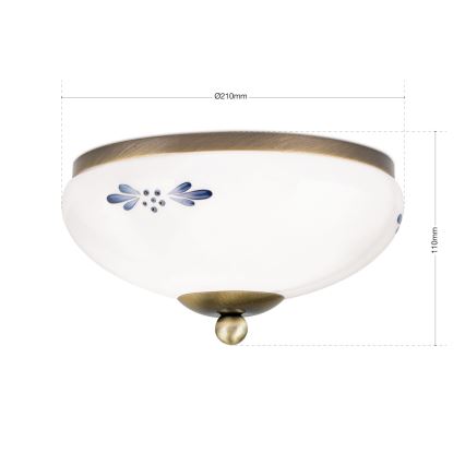 Candeeiro de tecto LANDHAUS 1xE27/60W/230V, Ø 21 cm, bronze/branco/azul