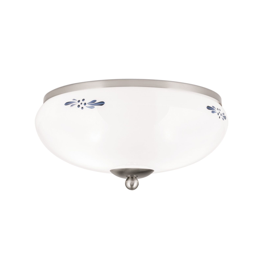 Candeeiro de tecto LANDHAUS 2xE27/60W/230V, diâmetro 28 cm, cromado mate/branco/azul