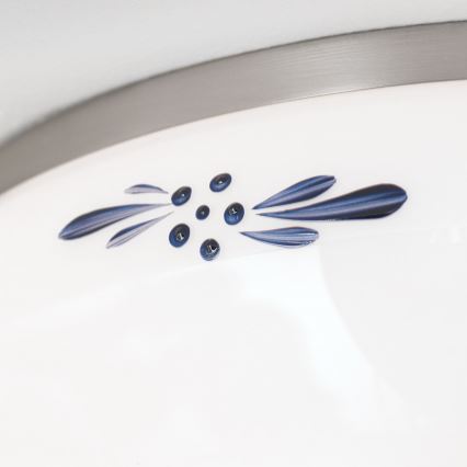 Candeeiro de tecto LANDHAUS 2xE27/60W/230V, diâmetro 28 cm, cromado mate/branco/azul