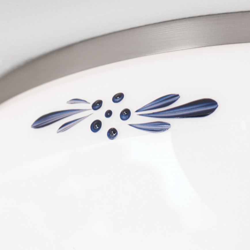 Candeeiro de tecto LANDHAUS 2xE27/60W/230V, diâmetro 28 cm, cromado mate/branco/azul