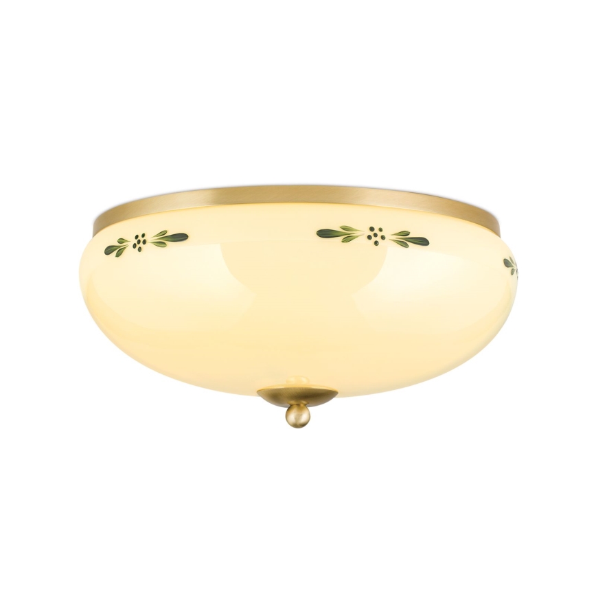 Iluminação de teto LANDHAUS 3xE27/60W/230V diâmetro 35 cm latão/bege