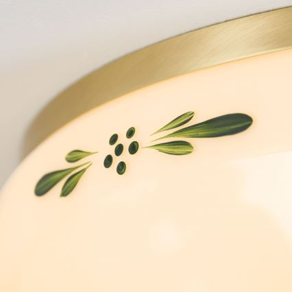 Iluminação de teto LANDHAUS 3xE27/60W/230V diâmetro 35 cm latão/bege