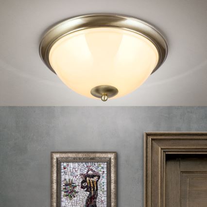 Iluminação de teto AUSTRIAN OLD LAMP 3xE27/60W/230V diâmetro 50 cm bronze/bege