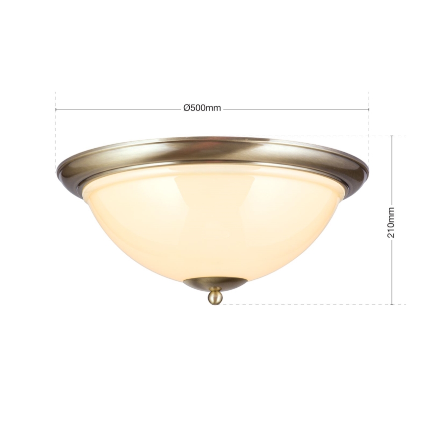 Iluminação de teto AUSTRIAN OLD LAMP 3xE27/60W/230V diâmetro 50 cm bronze/bege