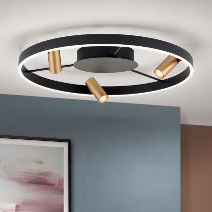 Candeeiro de teto LED dimerizável BERLIN LED/50W/230V preto/dourado