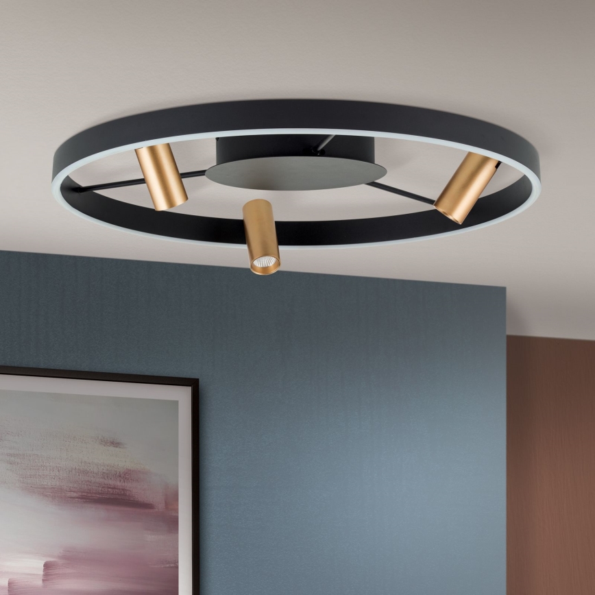 Candeeiro de teto LED dimerizável BERLIN LED/50W/230V preto/dourado