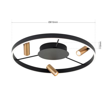 Candeeiro de teto LED dimerizável BERLIN LED/50W/230V preto/dourado