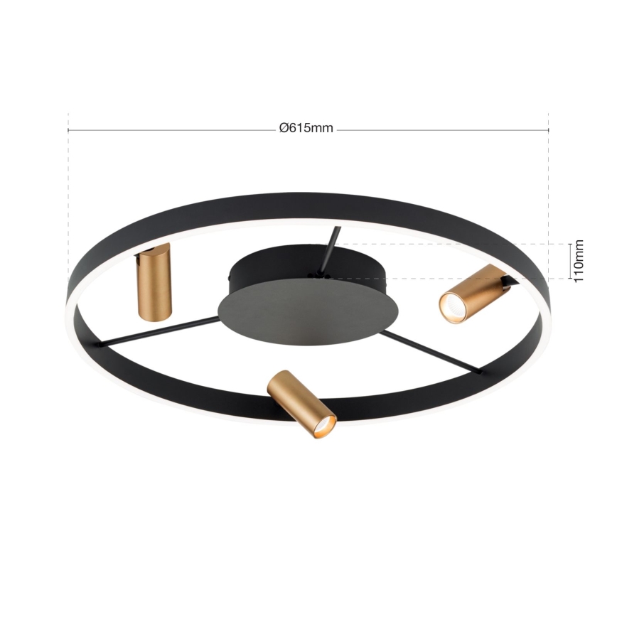 Candeeiro de teto LED dimerizável BERLIN LED/50W/230V preto/dourado