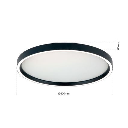 Luminária de teto LED dimmerizável MASCA LED/36W/230V 2700/3350/4000K diâmetro 40 cm preta
