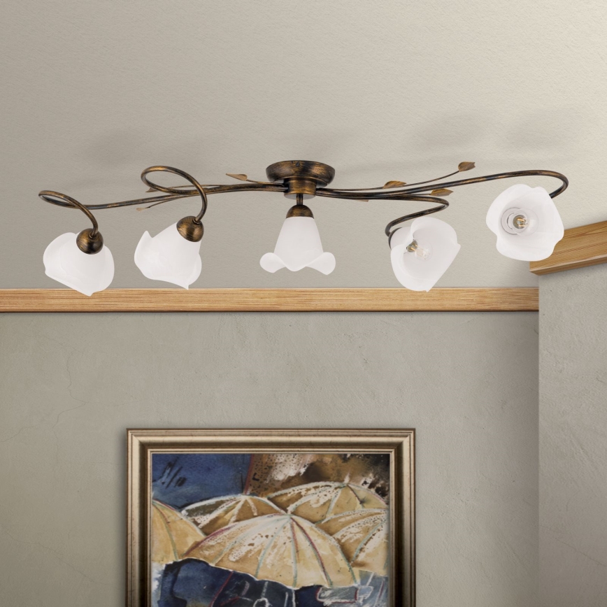 Candeeiro integrado SISI 5xE14/40W/230V bronze/pátina