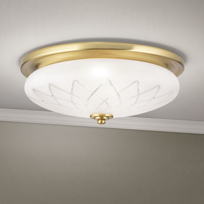 Iluminação de teto PORTO 2xE27/40W/230V diâmetro 37 cm dourado