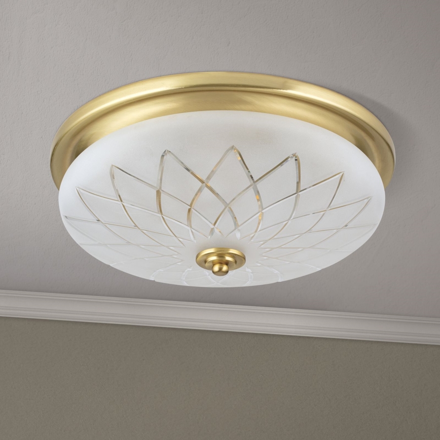 Iluminação de teto PORTO 2xE27/40W/230V diâmetro 37 cm dourado