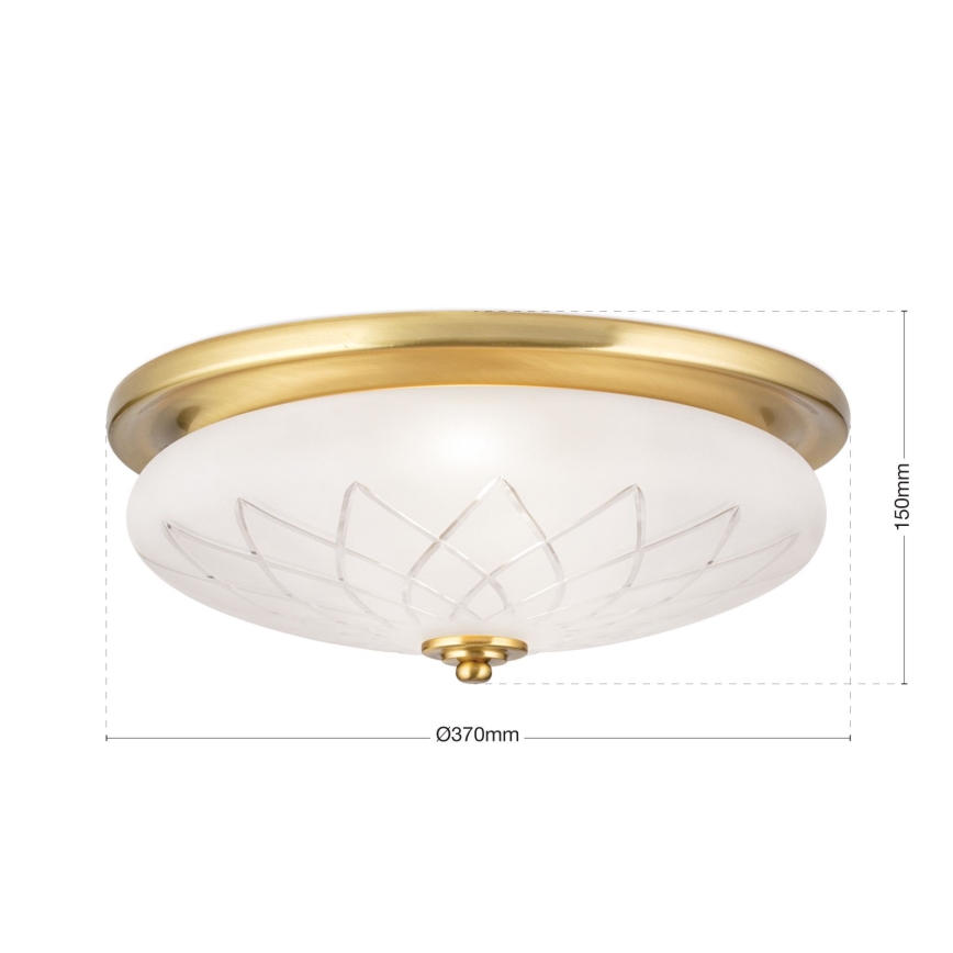 Iluminação de teto PORTO 2xE27/40W/230V diâmetro 37 cm dourado