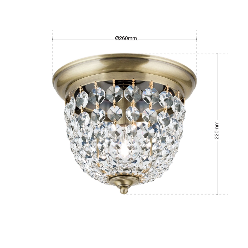 Iluminação de teto de cristal PLAFOND 1xE27/40W/230V diâmetro 26 cm bronze