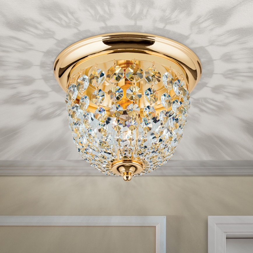 Iluminação de teto de cristal PLAFOND 1xE27/40W/230V diâmetro 26 cm dourado