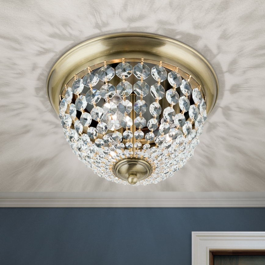 Iluminação de teto de cristal PLAFOND 3xE27/40W/230V diâmetro 35 cm bronze