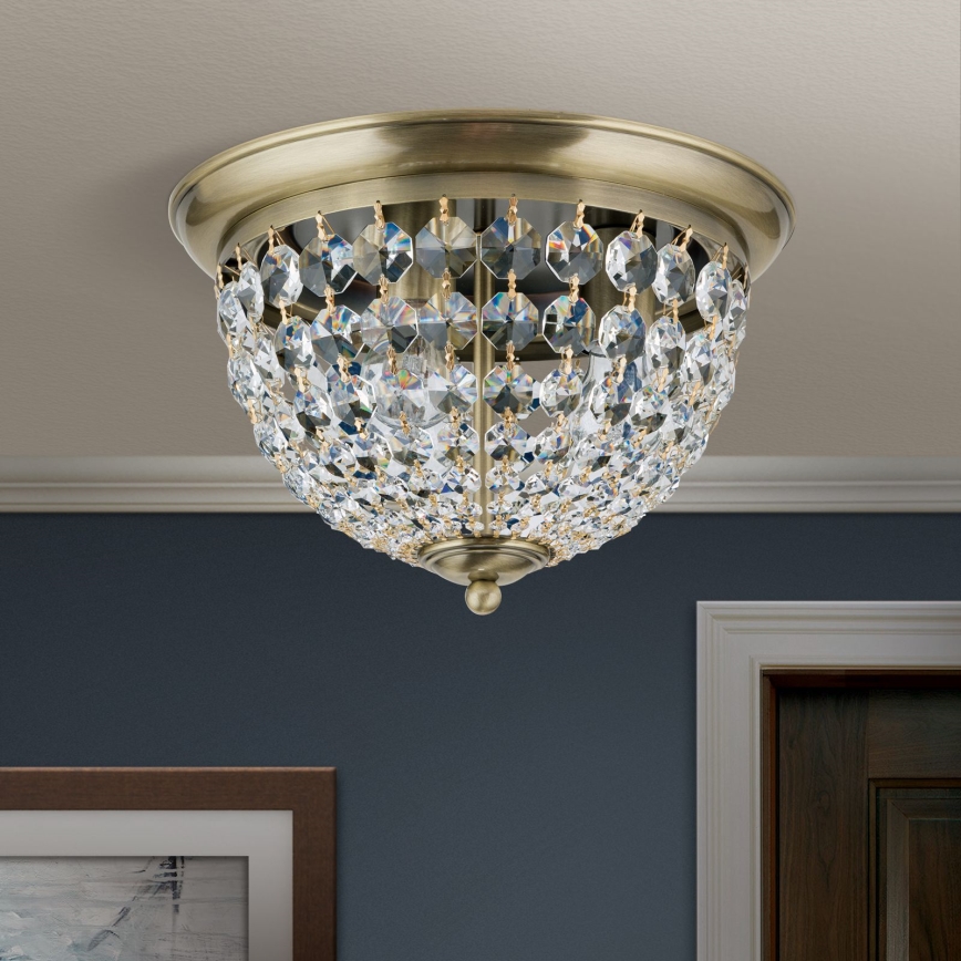 Iluminação de teto de cristal PLAFOND 3xE27/40W/230V diâmetro 35 cm bronze