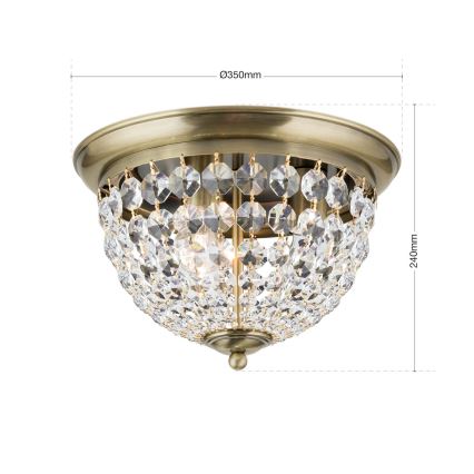 Iluminação de teto de cristal PLAFOND 3xE27/40W/230V diâmetro 35 cm bronze