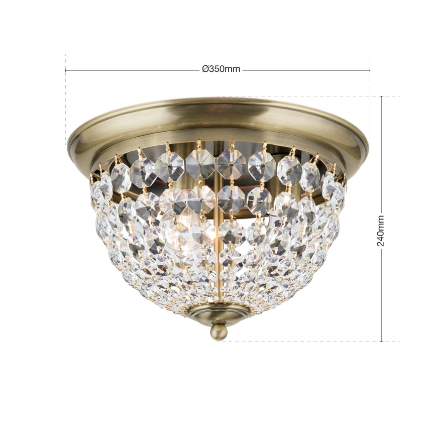 Iluminação de teto de cristal PLAFOND 3xE27/40W/230V diâmetro 35 cm bronze